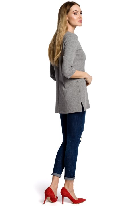 Bluza damska z zamkiem o fasonie litery A szara me356 Bluza damska z zamkiem o fasonie litery A szara me356