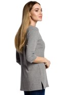Bluza damska z zamkiem o fasonie litery A szara me356