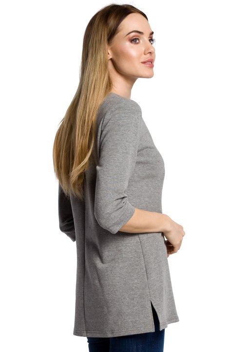 Bluza damska z zamkiem o fasonie litery A szara me356 Bluza damska z zamkiem o fasonie litery A szara me356