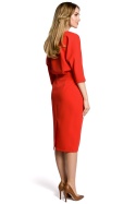 Sukienka midi z dopasowanym dołem i luźną górą rękaw 3/4 czerwona me360