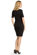 Elegancka sukienka ołówkowa midi z krótkim rękawem czarna me013