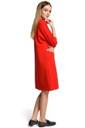 Sukienka dresowa midi oversize z kieszeniami rękaw 3/4 czerwona me353
