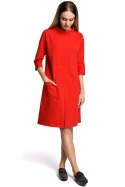 Sukienka dresowa midi oversize z kieszeniami rękaw 3/4 czerwona me353