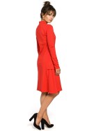 Sukienka dresowa midi z klinami i długim rękawem czerwona B044