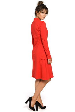 Sukienka dresowa midi z klinami i długim rękawem czerwona B044