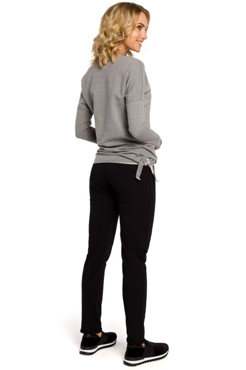 Bluza damska z sercem wiązana z boku szara me048 Bluza damska z sercem wiązana z boku szara me048