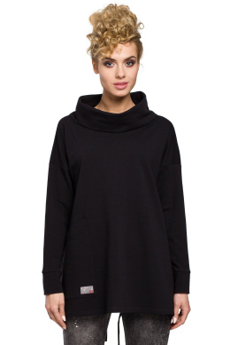 Bluza damska oversize z kominem i wiązaniem z tyłu czarna me260