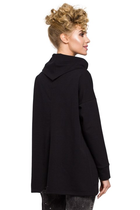 Bluza damska oversize z kominem i wiązaniem z tyłu czarna me260 Bluza damska oversize z kominem i wiązaniem z tyłu czarna me260
