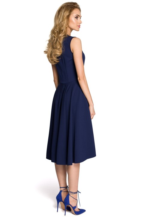 Sukienka elegancka z rozkloszowanym dołem granatowa me271 Sukienka elegancka z rozkloszowanym dołem granatowa me271