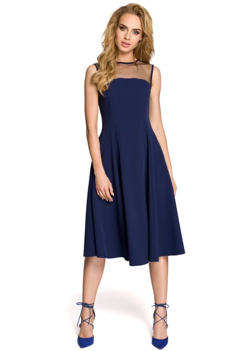 Sukienka elegancka z rozkloszowanym dołem granatowa me271 Sukienka elegancka z rozkloszowanym dołem granatowa me271