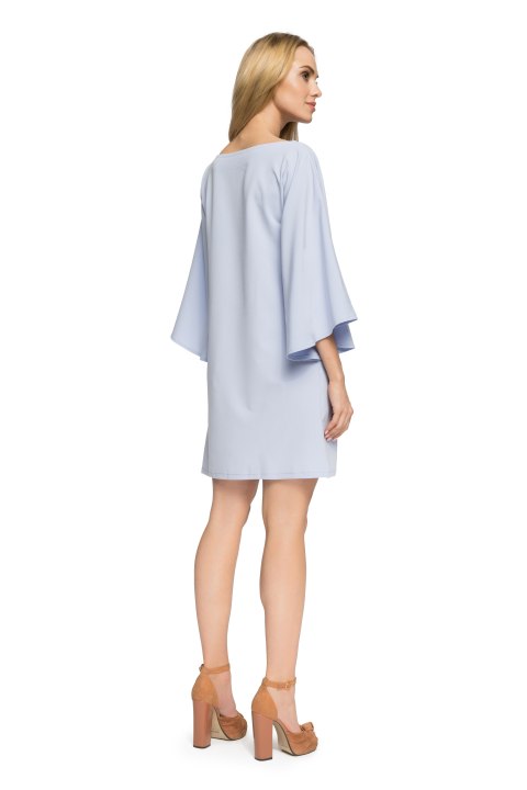Sukienka kimono z szerokimi nietoperzowymi rękawami błękitna S055 Sukienka kimono z szerokimi nietoperzowymi rękawami błękitna S055