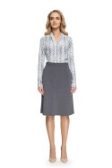 Elegancka spódnica rozkloszowana z przeszyciami midi szara S085