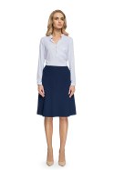 Elegancka spódnica rozkloszowana z przeszyciami midi granatowa S085