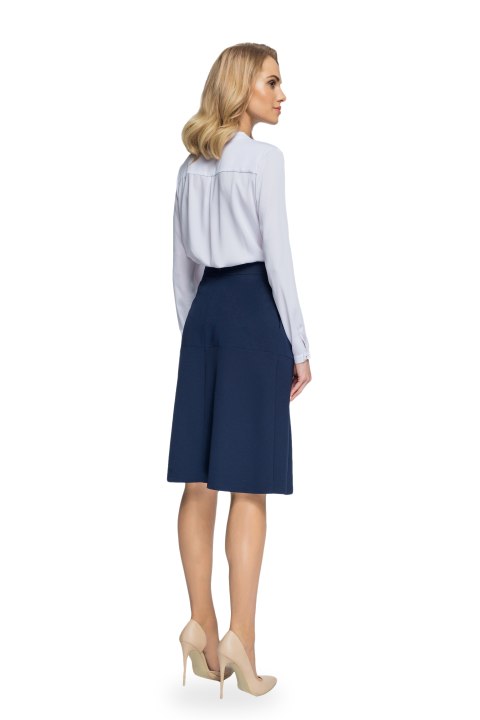 Elegancka spódnica rozkloszowana z przeszyciami midi granatowa S085 Elegancka spódnica rozkloszowana z przeszyciami midi granatowa S085