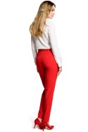 Spodnie damskie chinosy z wysokim stanem i paskiem czerwone me363
