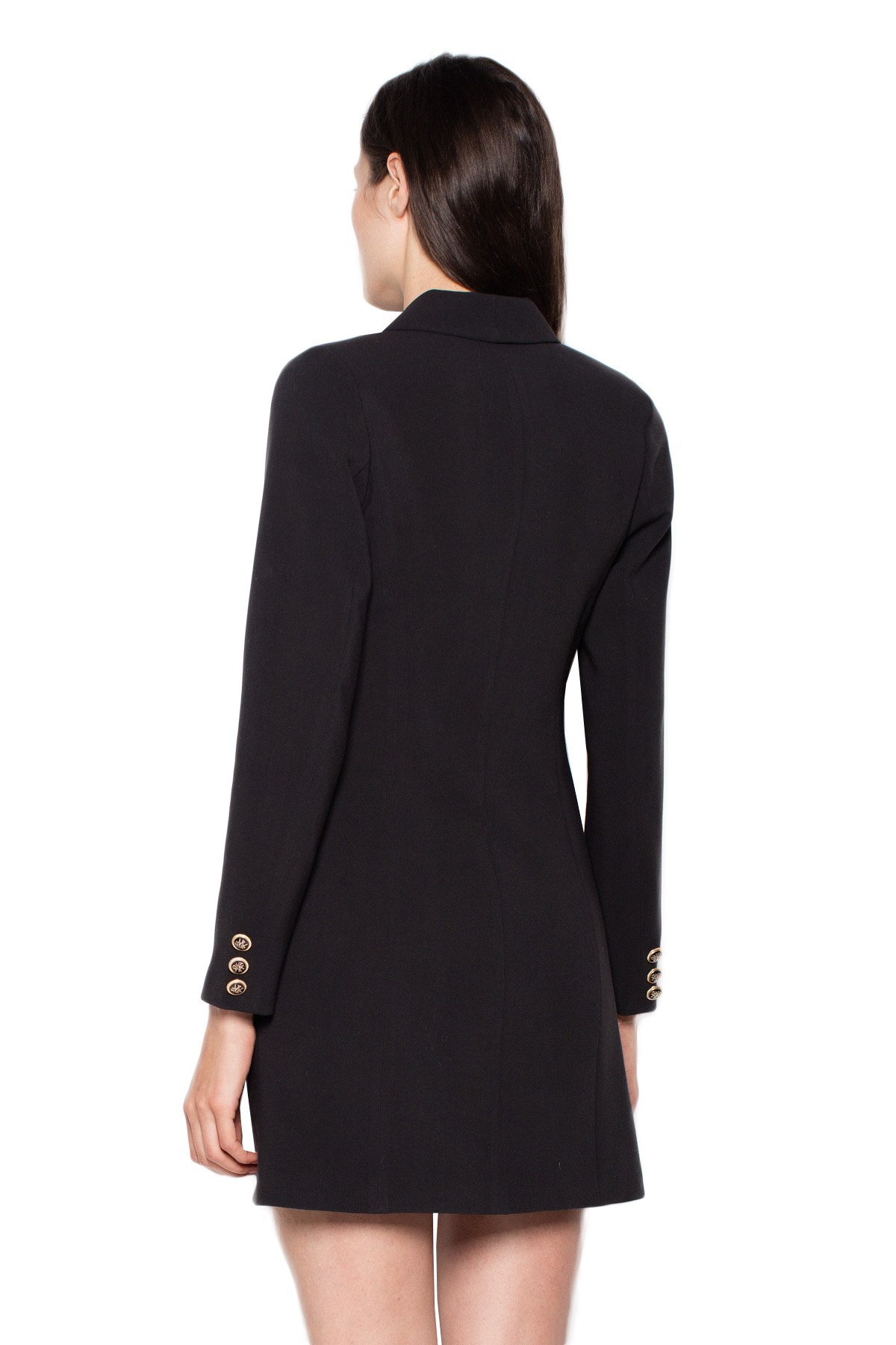 Elegancka sukienka żakietowa mini zapinana długi rękaw czarna VT082