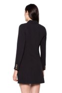 Elegancka sukienka żakietowa mini zapinana długi rękaw czarna VT082