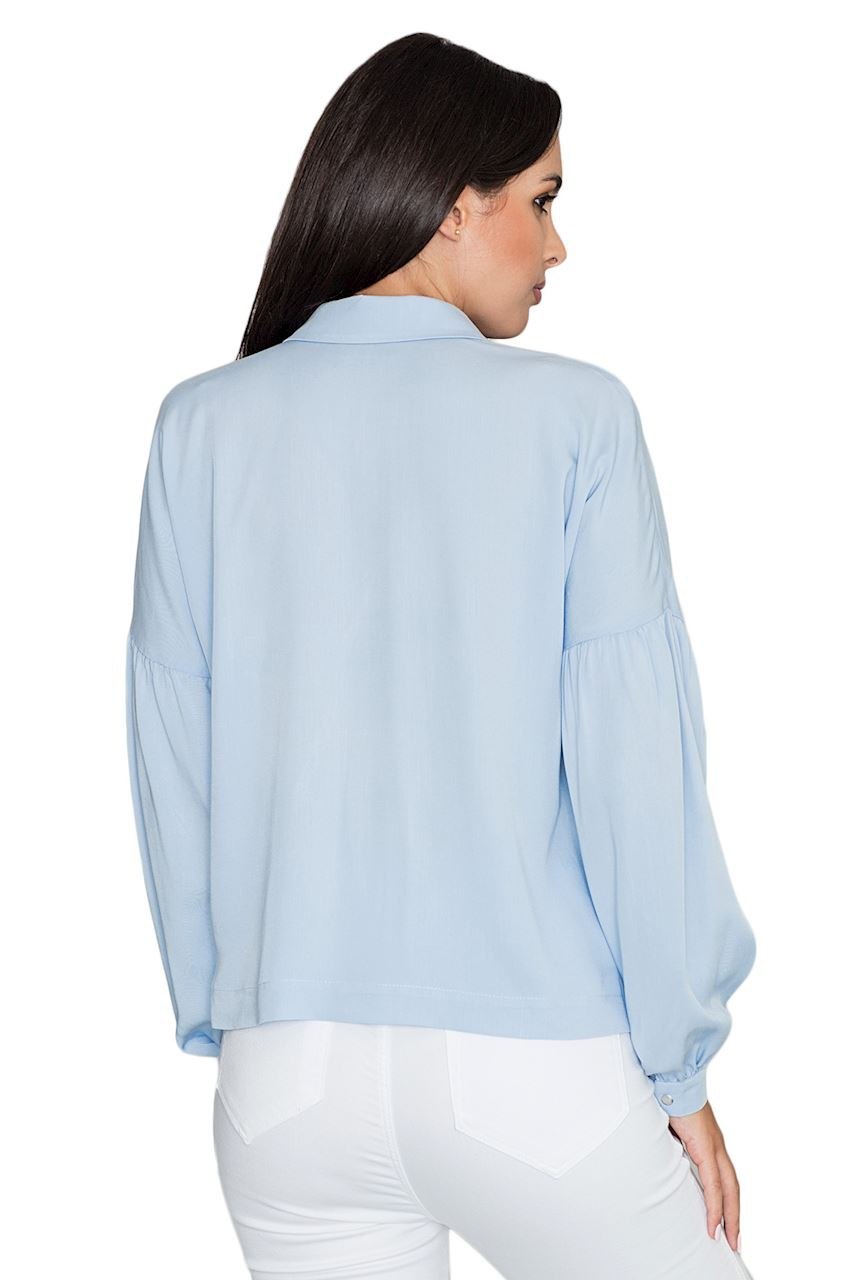Koszula damska kimono z wiskozy z długim rękawem błękitna M582 Koszula damska kimono z wiskozy z długim rękawem błękitna M582