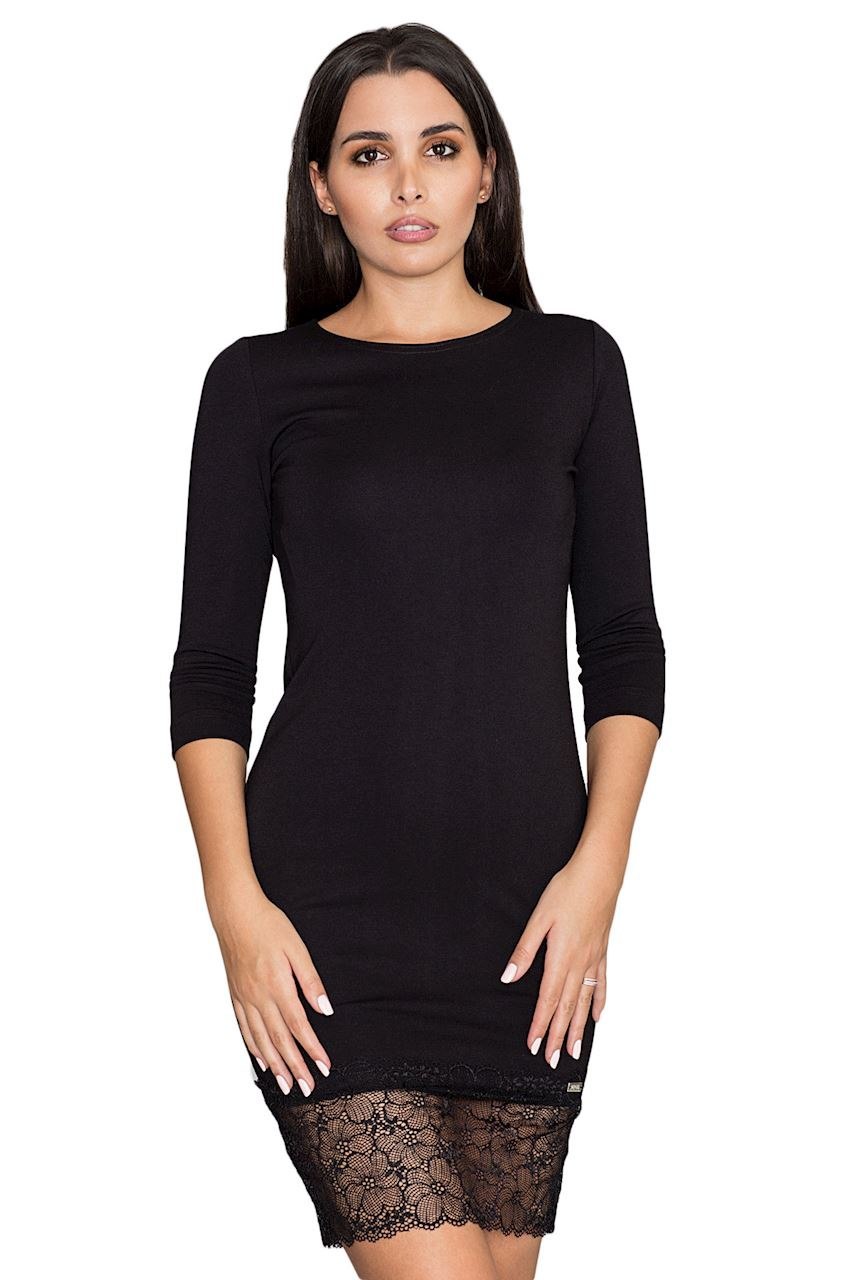 Elegancka sukienka z koronką czarna M570 Elegancka sukienka z koronką czarna M570