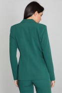 Długi żakiet damski luźny z wiskozą zapinany na guzik zielony M562