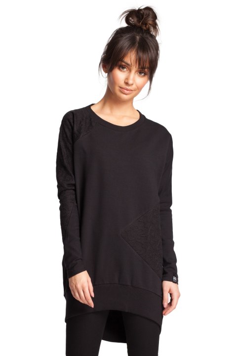 Bluza damska z koronką czarna b016 Bluza damska z koronką czarna b016