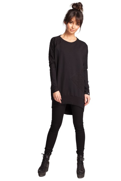 Bluza damska z koronką czarna b016 Bluza damska z koronką czarna b016