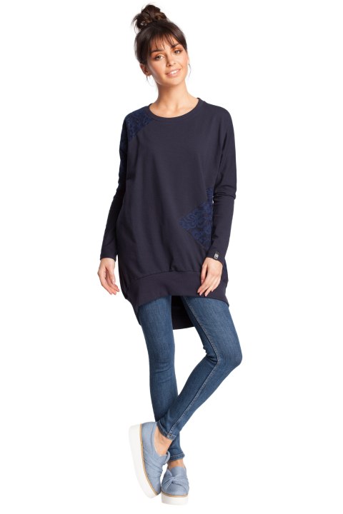Bluza damska z koronką granatowa b016 Bluza damska z koronką granatowa b016
