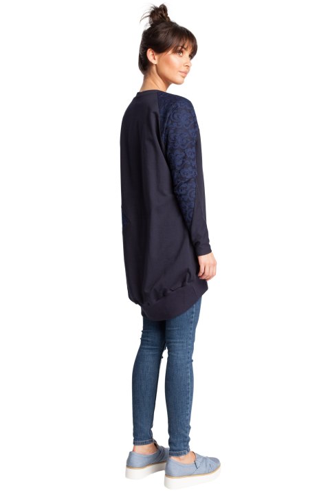 Bluza damska z koronką granatowa b016 Bluza damska z koronką granatowa b016