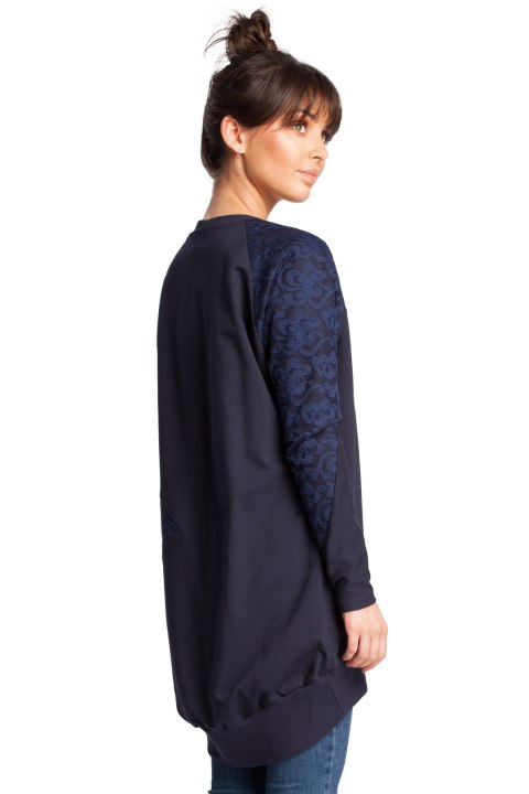 Bluza damska z koronką granatowa b016 Bluza damska z koronką granatowa b016