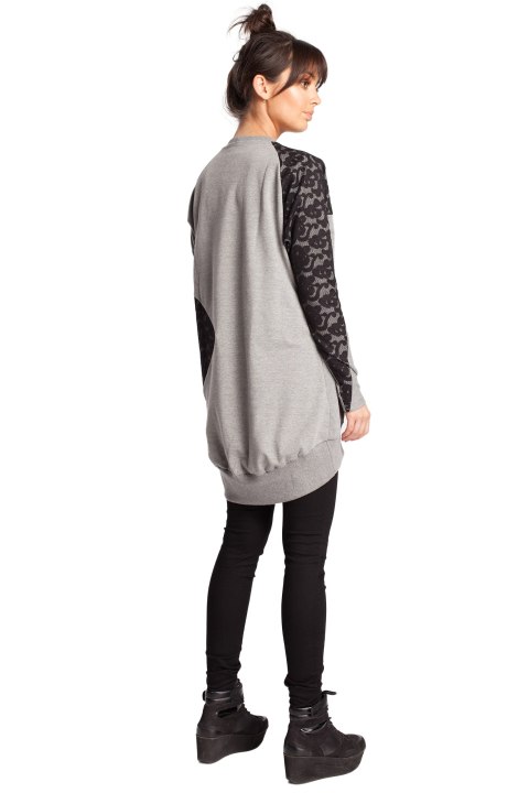 Bluza damska z koronką szara b016 Bluza damska z koronką szara b016