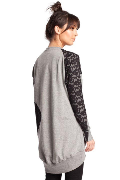 Bluza damska z koronką szara b016 Bluza damska z koronką szara b016