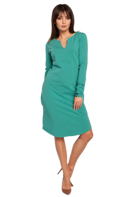 Sukienka dresowa midi z długim rękawem fason A zielona B017