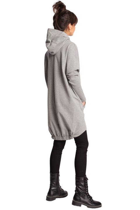 Bluza damska z kapturem i długim zwężonym rękawem szara B021 Bluza damska z kapturem i długim zwężonym rękawem szara B021