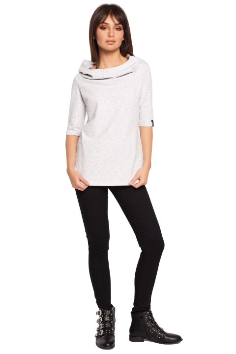Bluza damska dzianinowa z kapturem i rękawem 3/4 stracciatella B026 Bluza damska dzianinowa z kapturem i rękawem 3/4 stracciatella B026