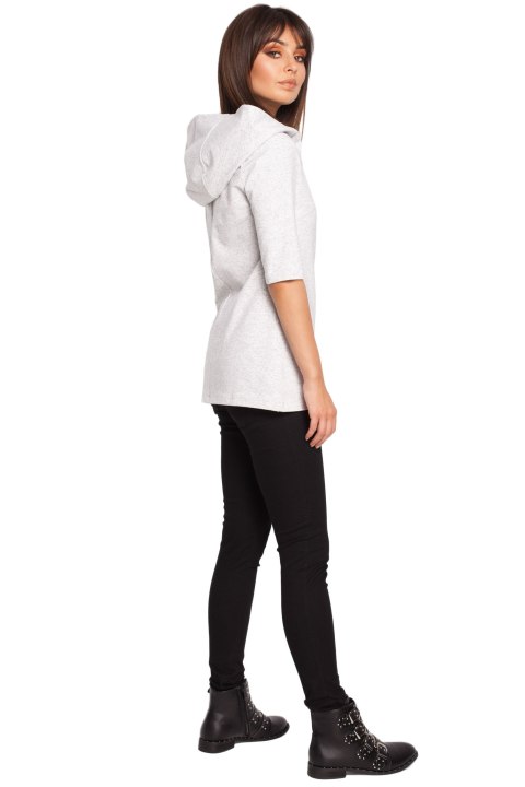 Bluza damska dzianinowa z kapturem i rękawem 3/4 stracciatella B026 Bluza damska dzianinowa z kapturem i rękawem 3/4 stracciatella B026