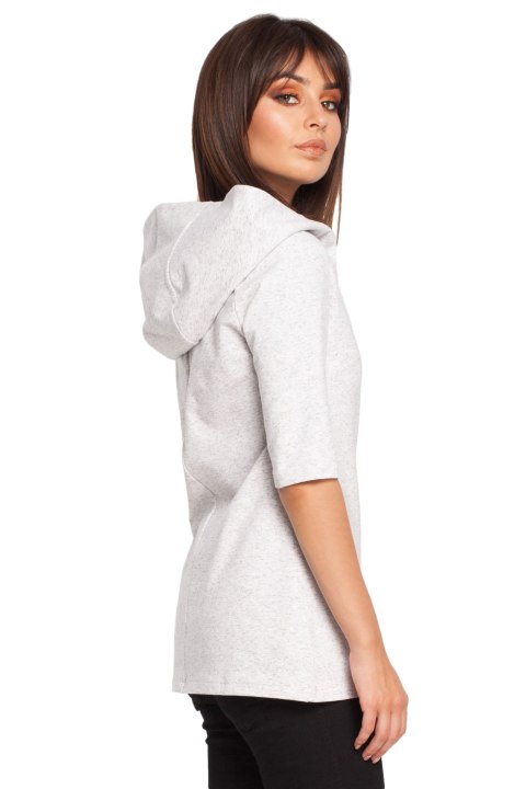 Bluza damska dzianinowa z kapturem i rękawem 3/4 stracciatella B026 Bluza damska dzianinowa z kapturem i rękawem 3/4 stracciatella B026