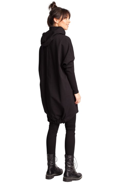 Bluza damska z kapturem i długim zwężonym rękawem czarna B021 Bluza damska z kapturem i długim zwężonym rękawem czarna B021