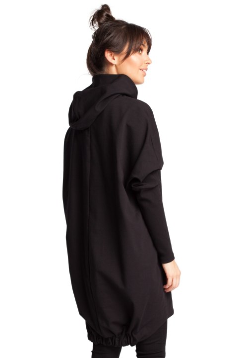 Bluza damska z kapturem i długim zwężonym rękawem czarna B021 Bluza damska z kapturem i długim zwężonym rękawem czarna B021