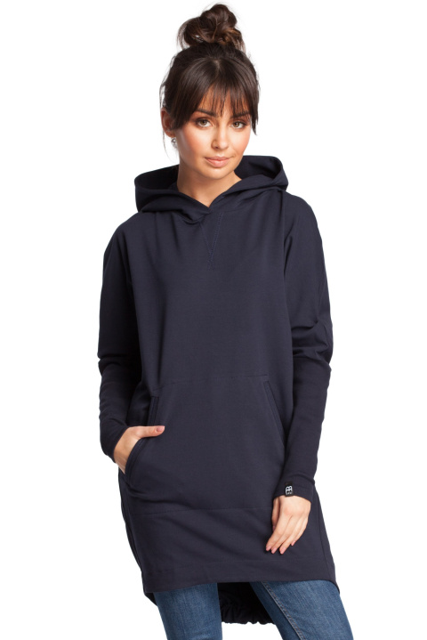 Bluza damska z kapturem i długim zwężonym rękawem granatowa B021 Bluza damska z kapturem i długim zwężonym rękawem granatowa B021