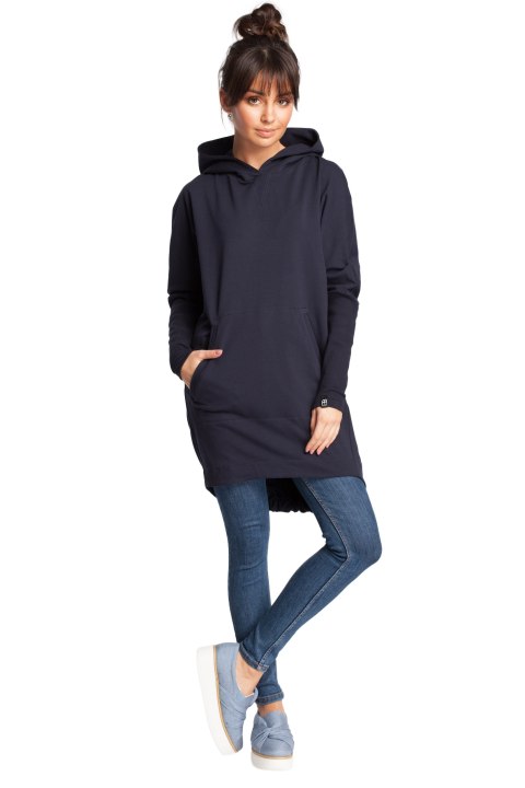 Bluza damska z kapturem i długim zwężonym rękawem granatowa B021 Bluza damska z kapturem i długim zwężonym rękawem granatowa B021