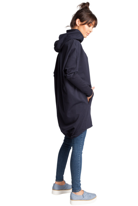 Bluza damska z kapturem i długim zwężonym rękawem granatowa B021 Bluza damska z kapturem i długim zwężonym rękawem granatowa B021