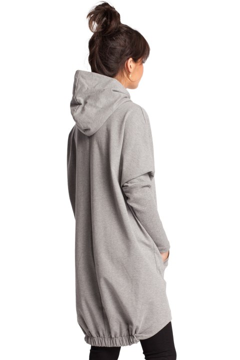 Bluza damska z kapturem i długim zwężonym rękawem szara B021 Bluza damska z kapturem i długim zwężonym rękawem szara B021