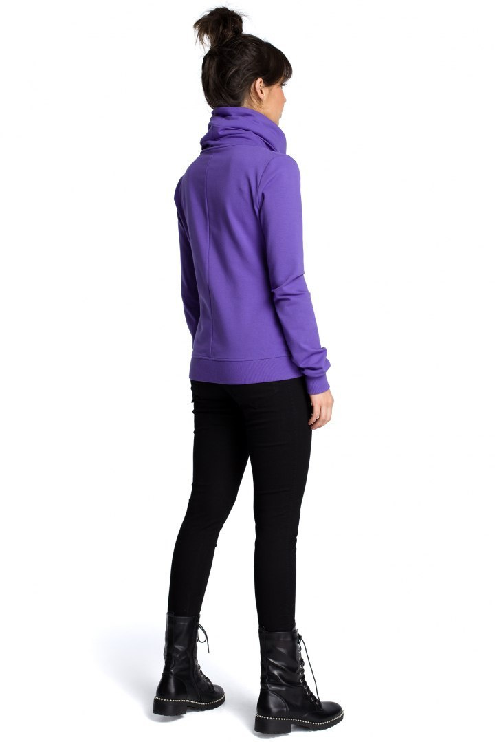Bluza damska dresowa z kominem zapinana zamkiem na skos fioletowa B071 Bluza damska dresowa z kominem zapinana zamkiem na skos fioletowa B071