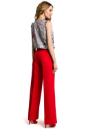Spodnie damskie z szerokimi nogawkami na kant czerwone me378