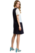 Sukienka mini trzykolorowa z krótkim rękawem błękitna me373