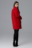 Luźny płaszcz damski dwurzędowy z kimonowymi rękawami czerwony M625