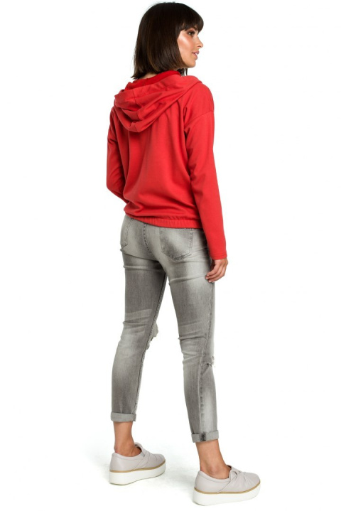 Bluza damska z kapturem i zakładką czerwona B088 Bluza damska z kapturem i zakładką czerwona B088