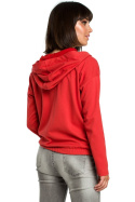 Bluza damska z kapturem i zakładką czerwona B088