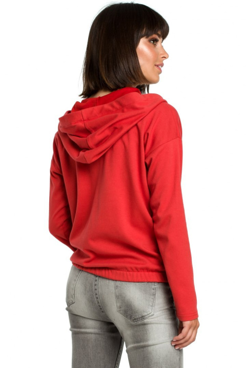 Bluza damska z kapturem i zakładką czerwona B088 Bluza damska z kapturem i zakładką czerwona B088