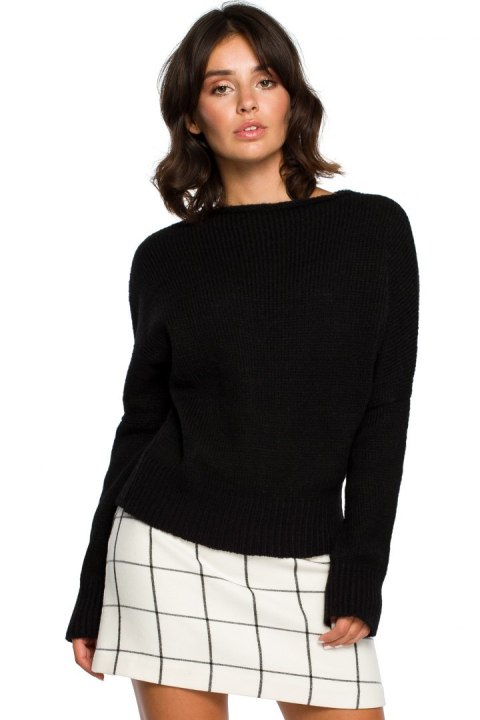 Sweter damski o kimonowych rękawach czarny BK015 Sweter damski o kimonowych rękawach czarny BK015